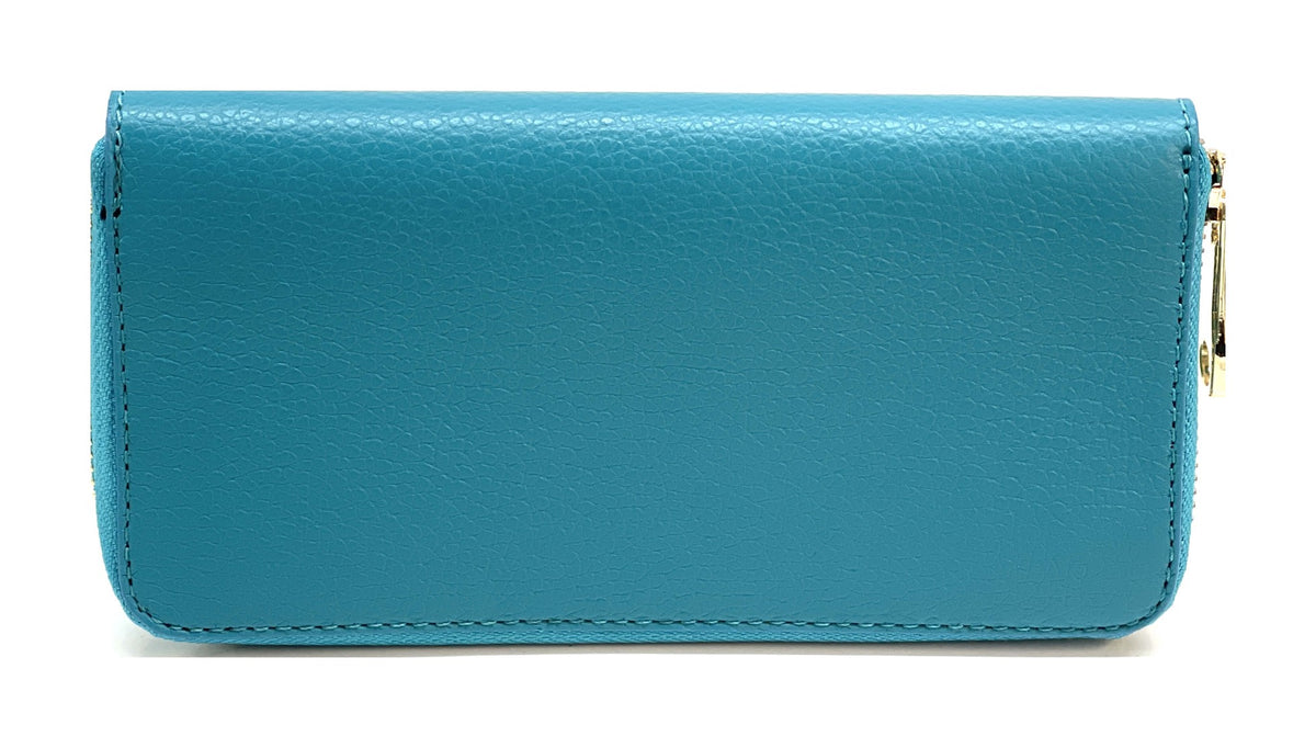 HE178 Turquoise Leather Zip Around Wallet