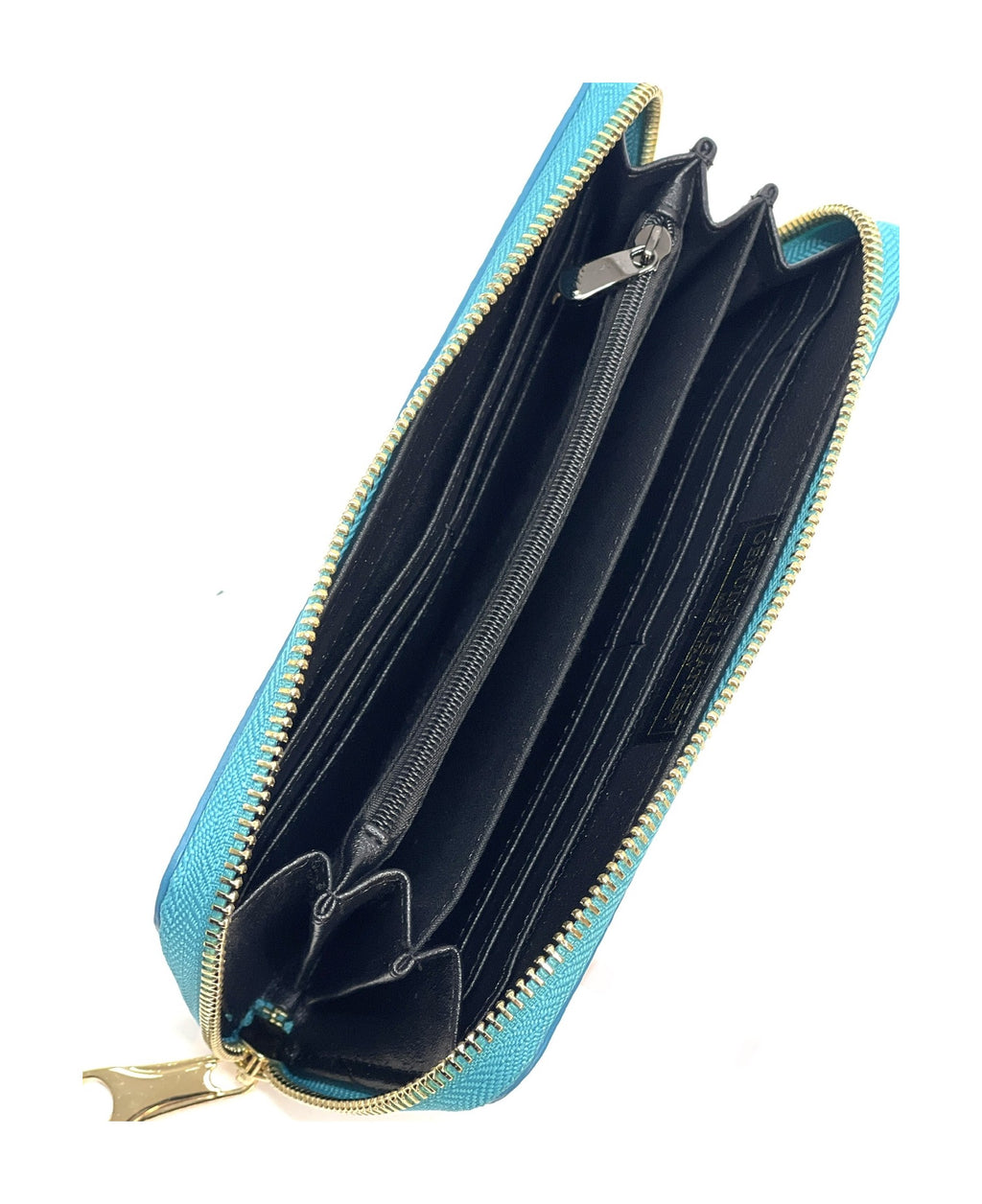 HE178 Turquoise Leather Zip Around Wallet