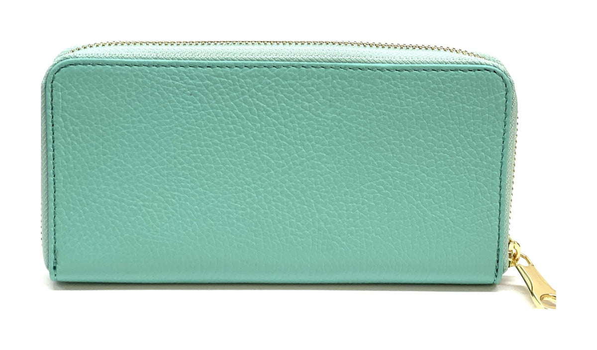 HE181 Tiffany Blue Zip Around Wallet