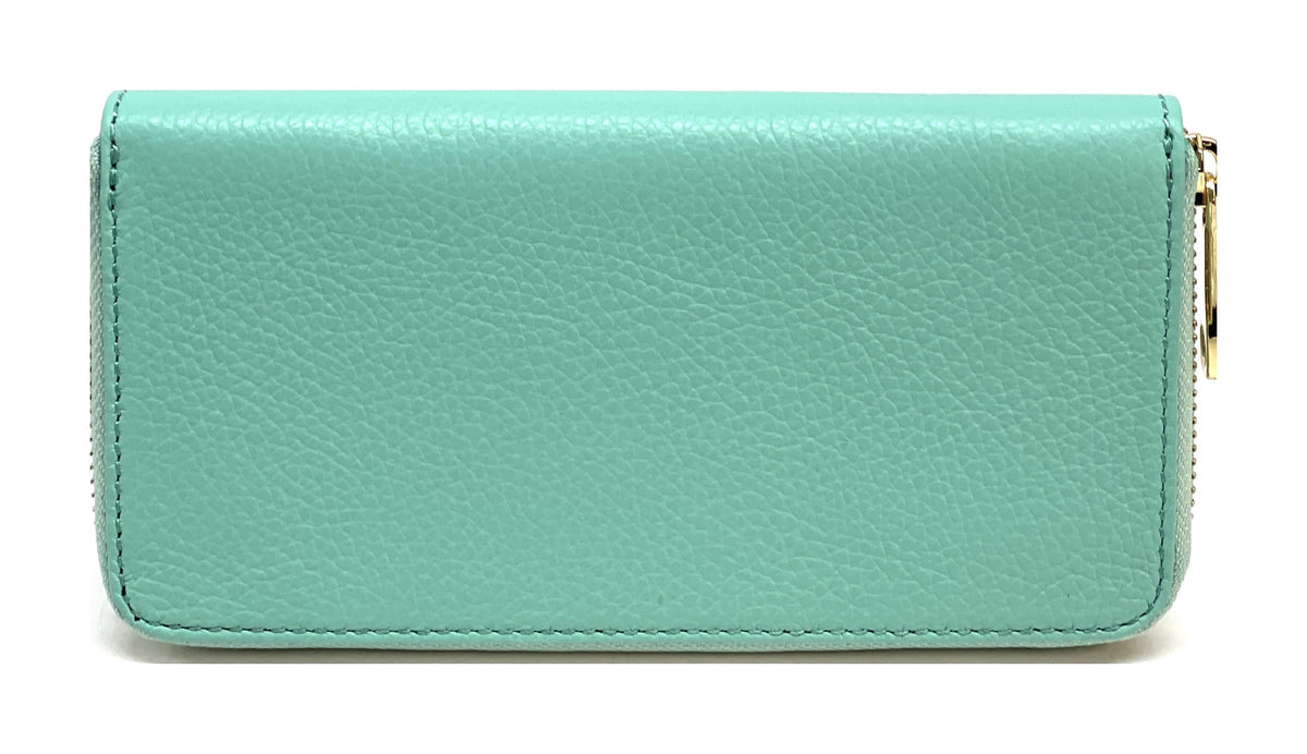 HE181 Tiffany Blue Zip Around Wallet