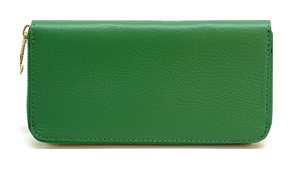 HE182 Kelly Green Zip Around Wallet