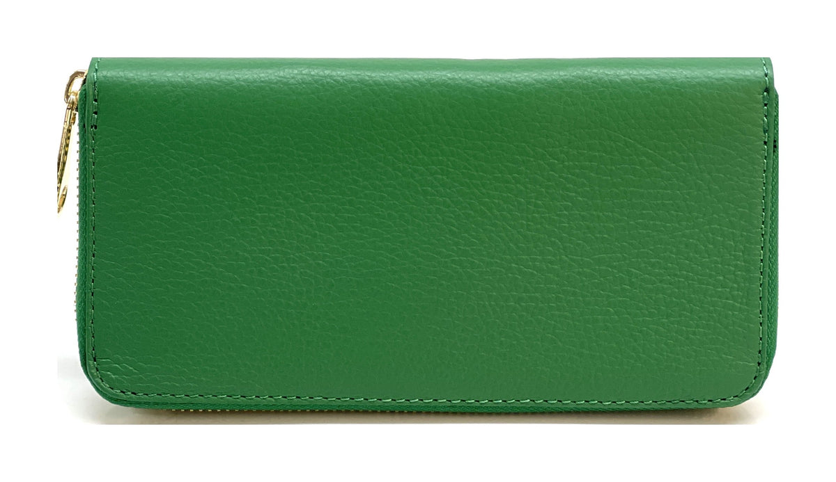 HE182 Kelly Green Zip Around Wallet