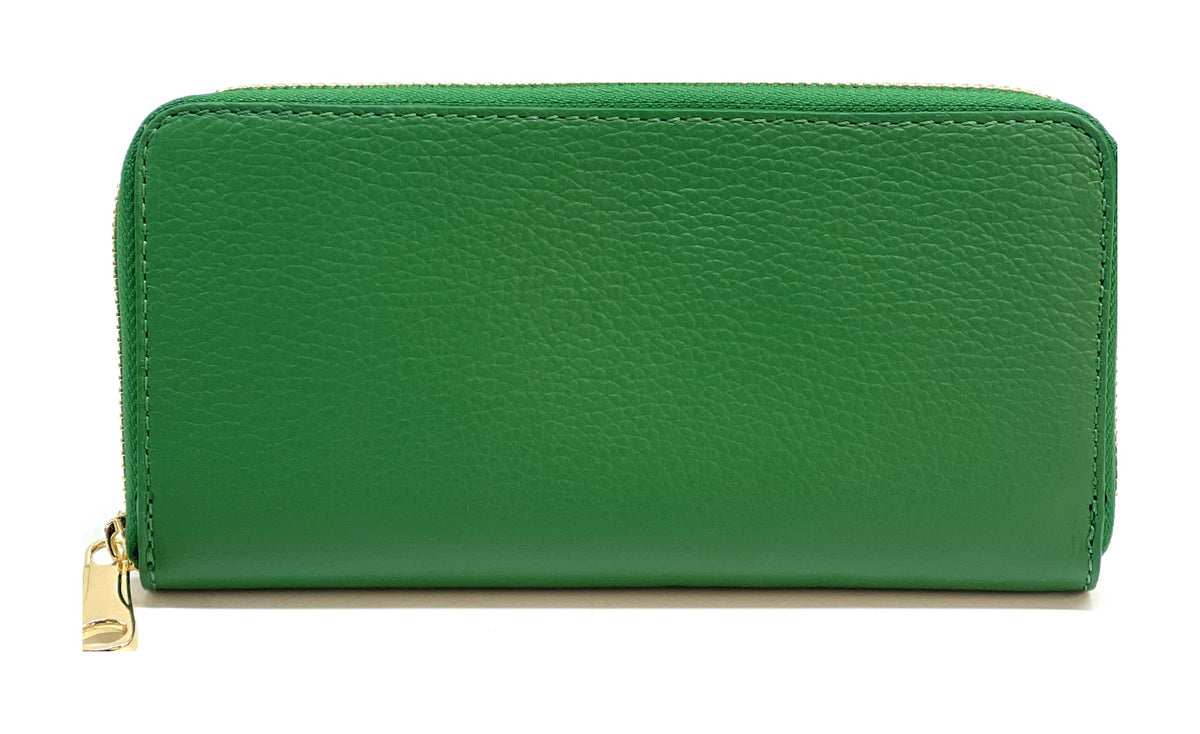 HE182 Kelly Green Zip Around Wallet