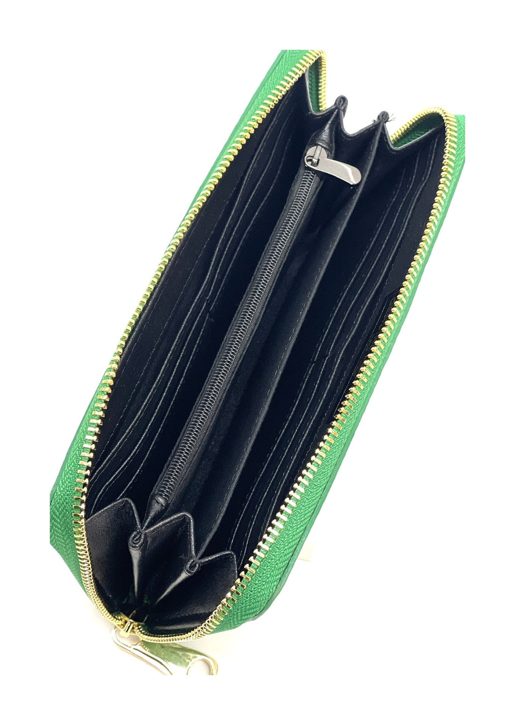 HE182 Kelly Green Zip Around Wallet