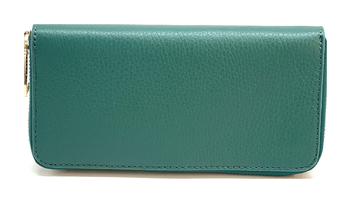 HE183 Peacock Green Zip Around Wallet