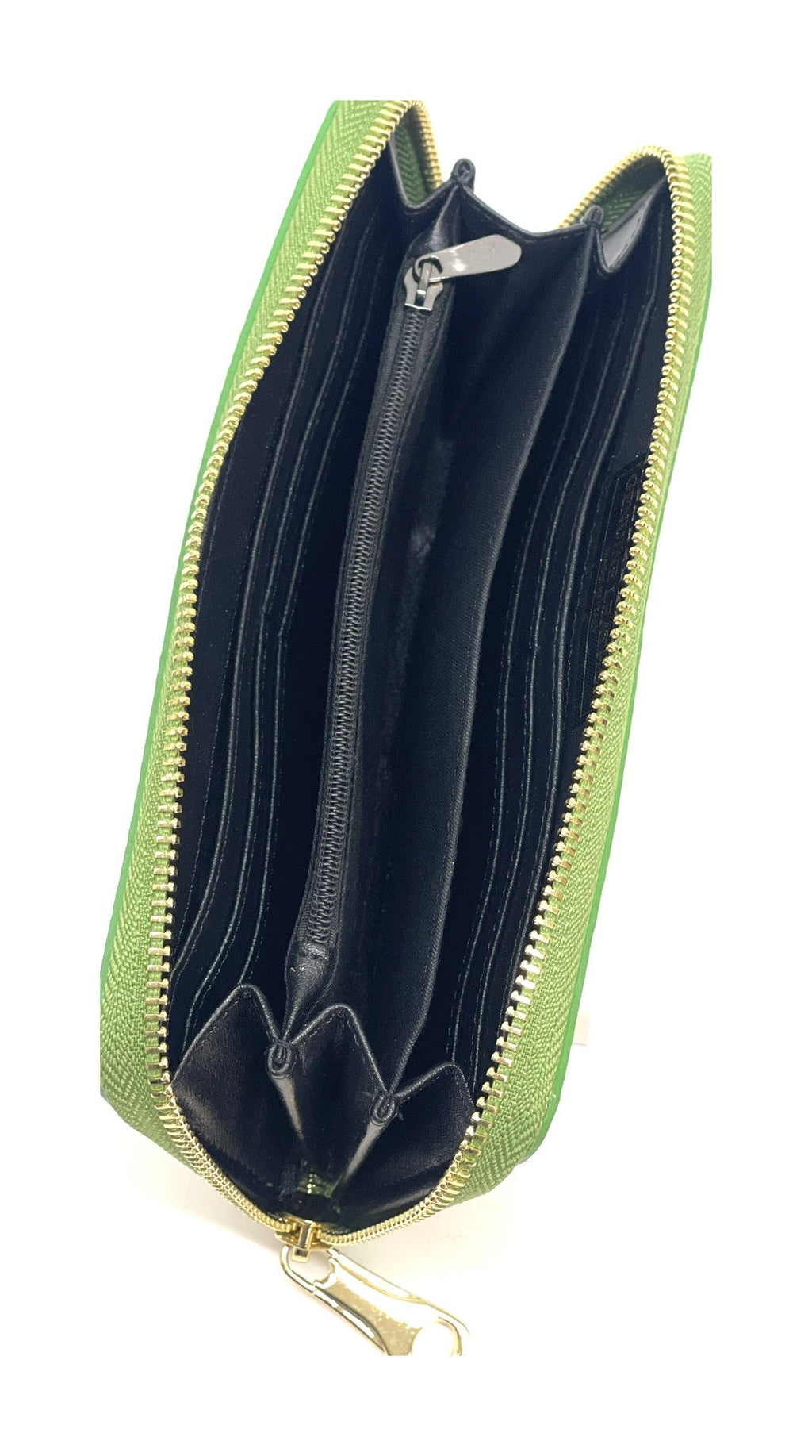 HE184 Grass Green Leather Zip Around Wallet