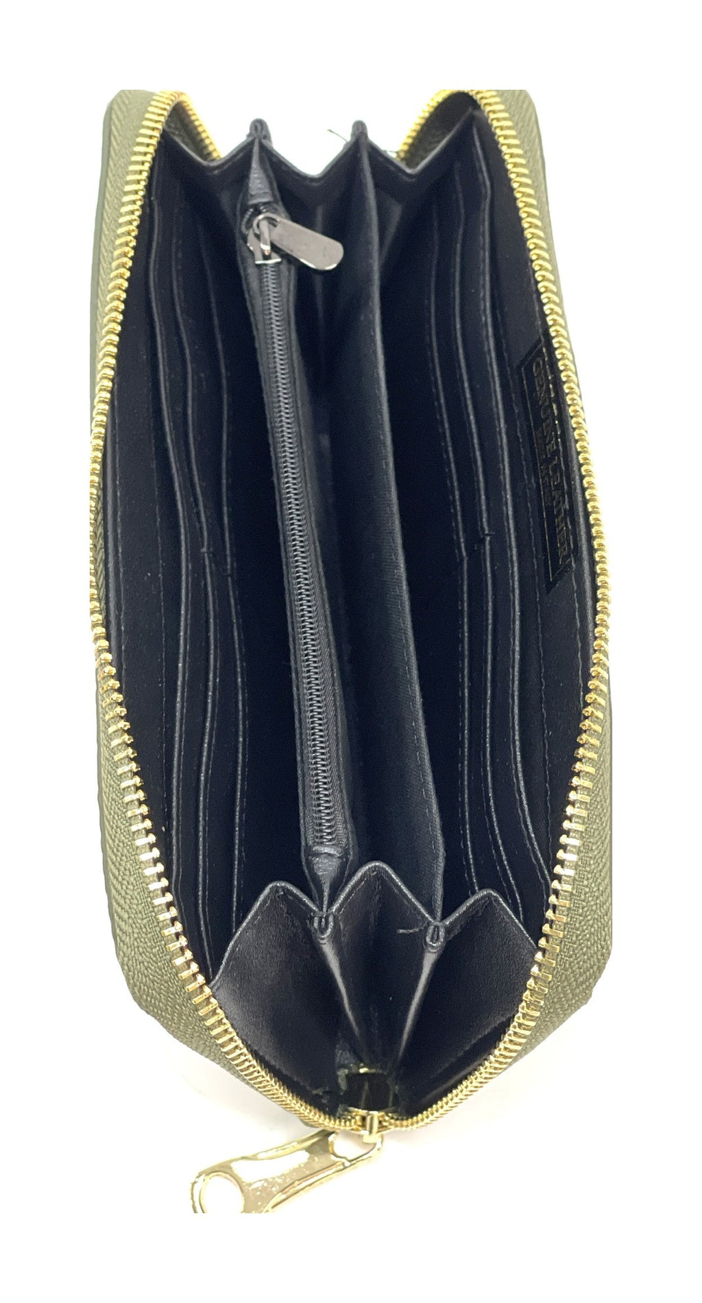 HE186 Olive Green Zip Around Wallet