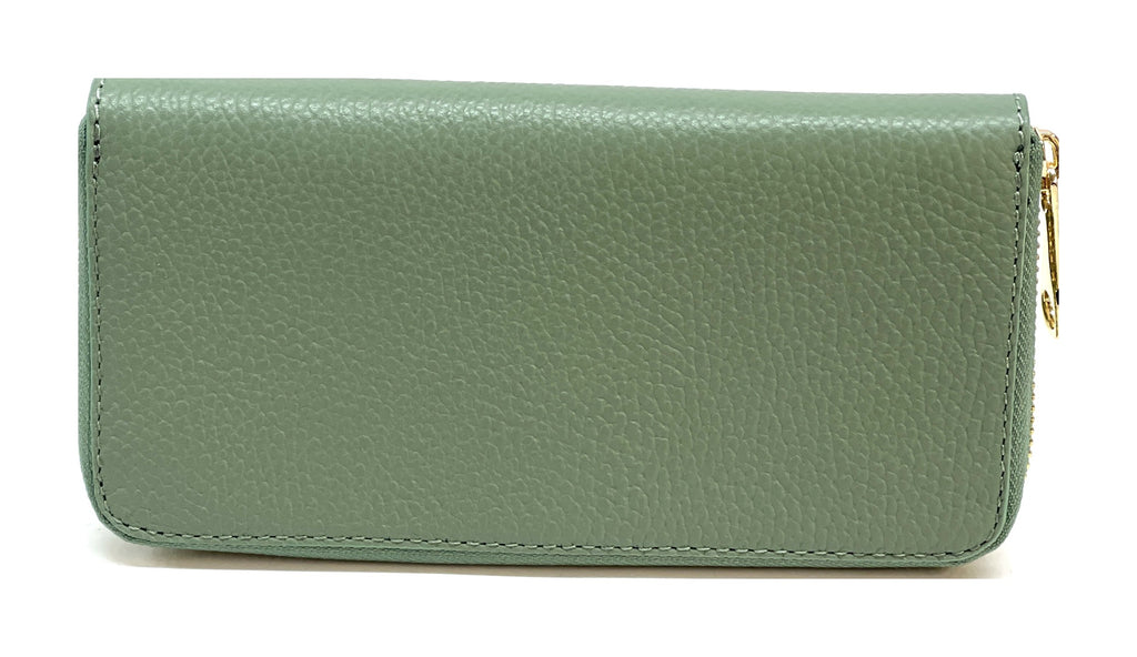 HE187 Sage Green Zip Around Wallet