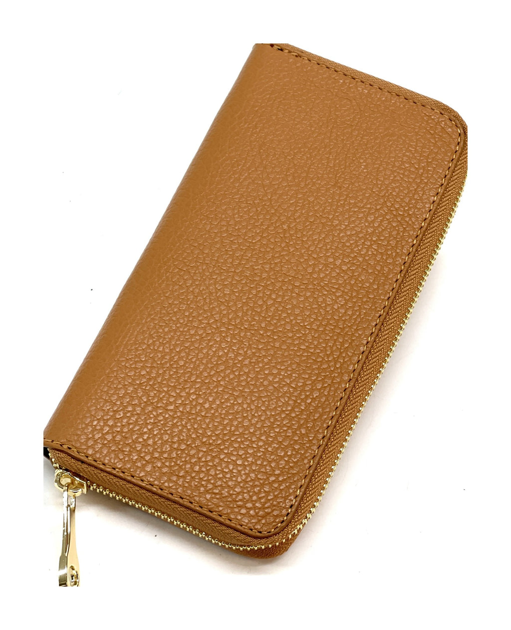 HE191 Cognac Leather Zip Around Wallet