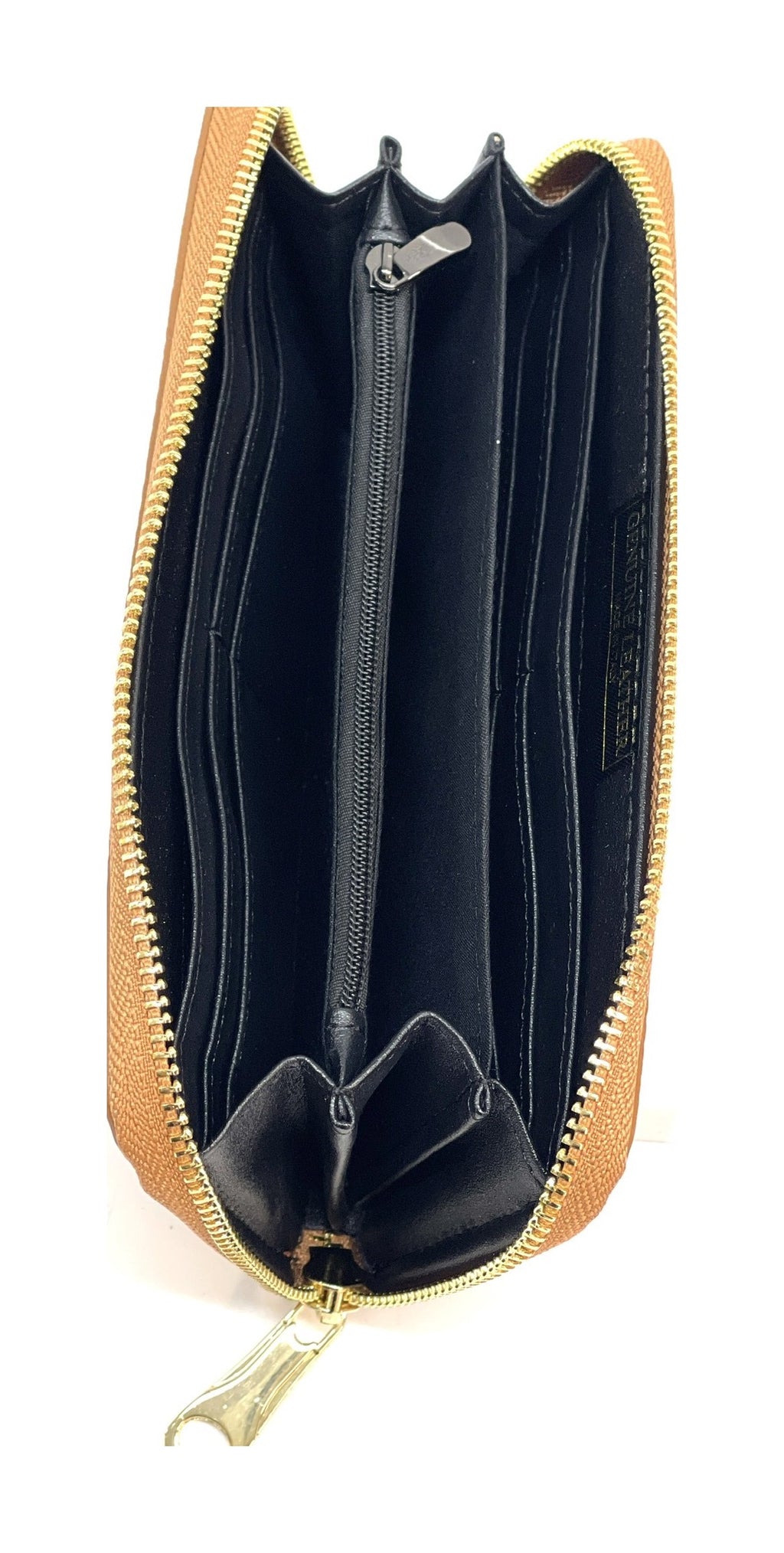 HE191 Cognac Leather Zip Around Wallet