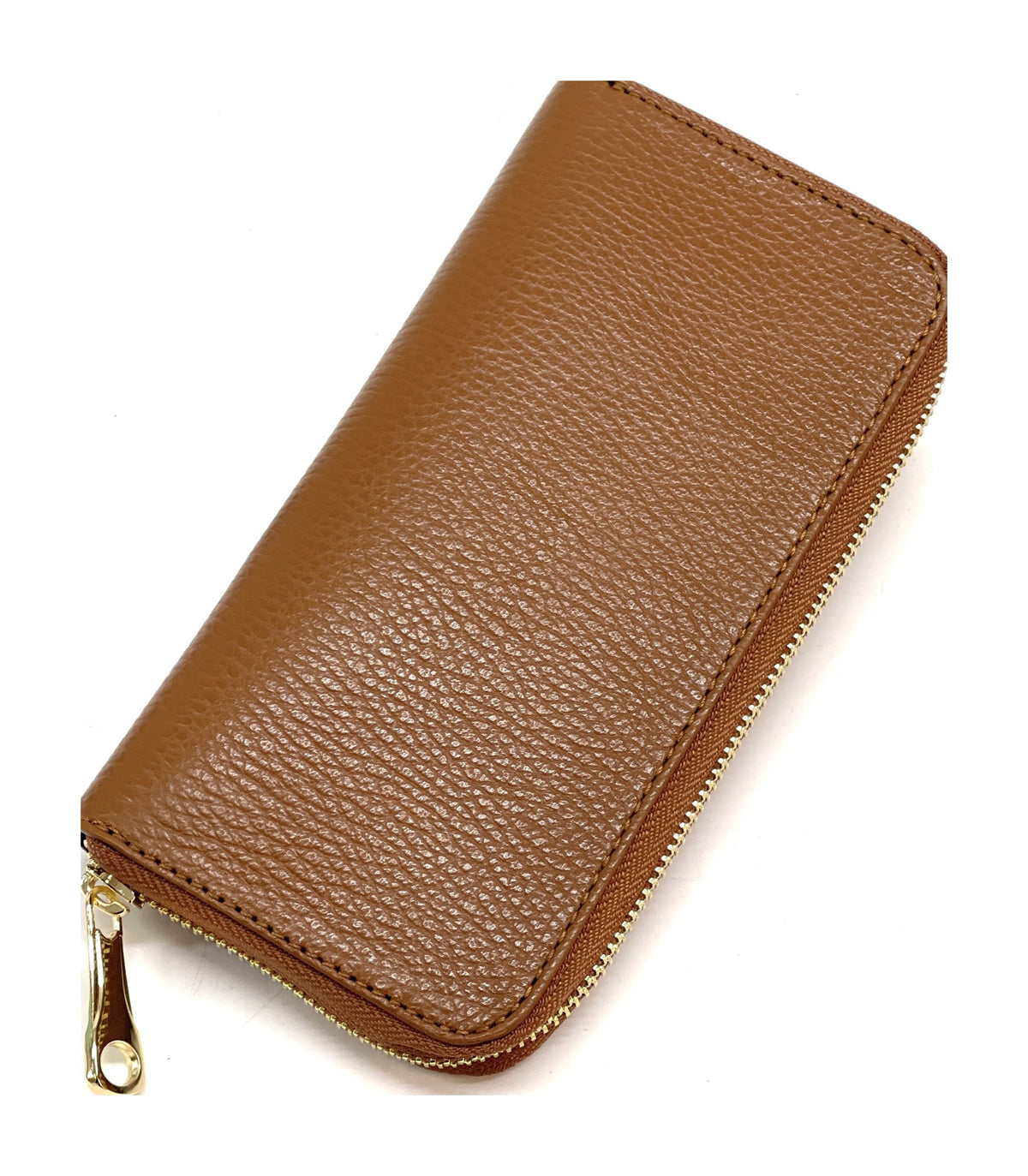 HE192 Dark Tan Zip Around Wallet