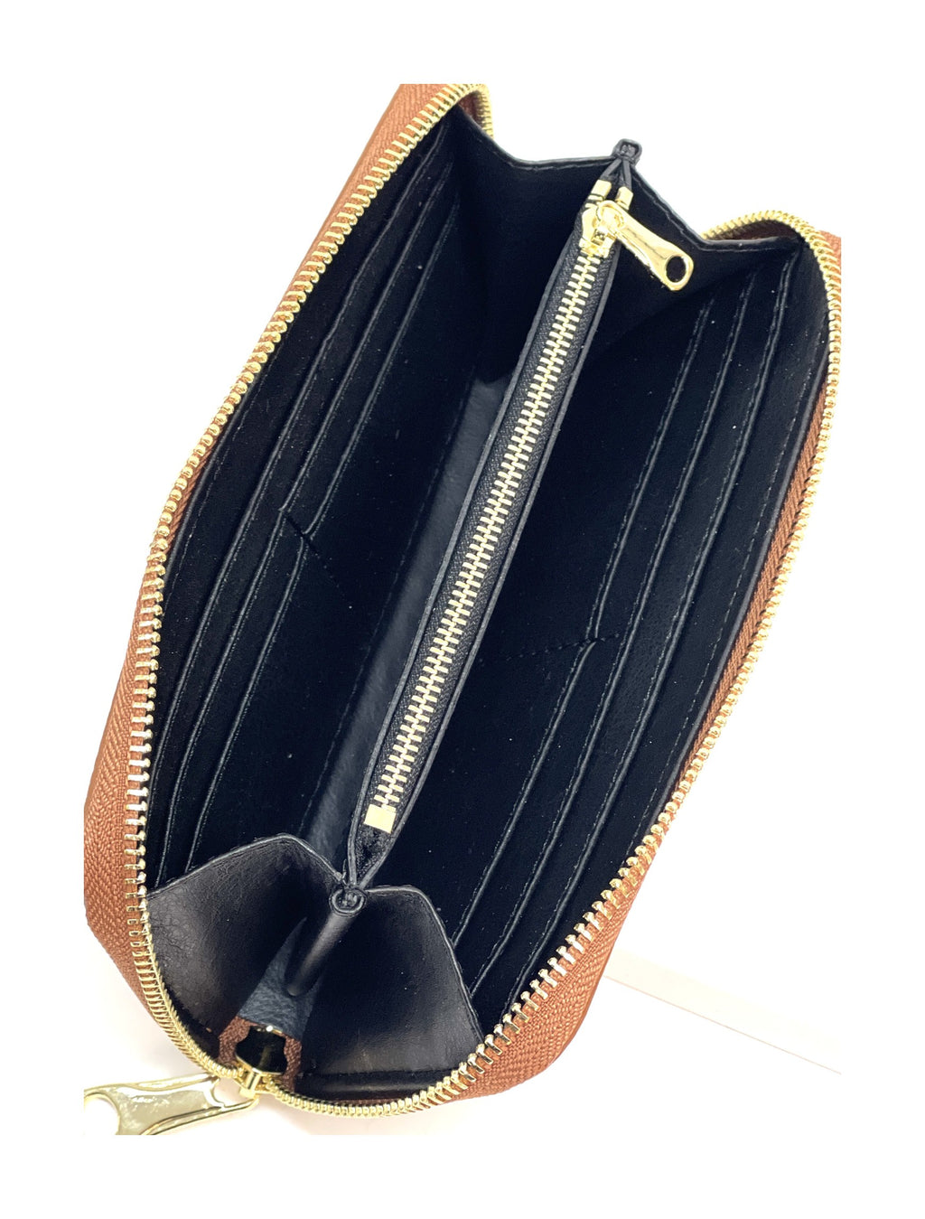 HE192 Dark Tan Zip Around Wallet