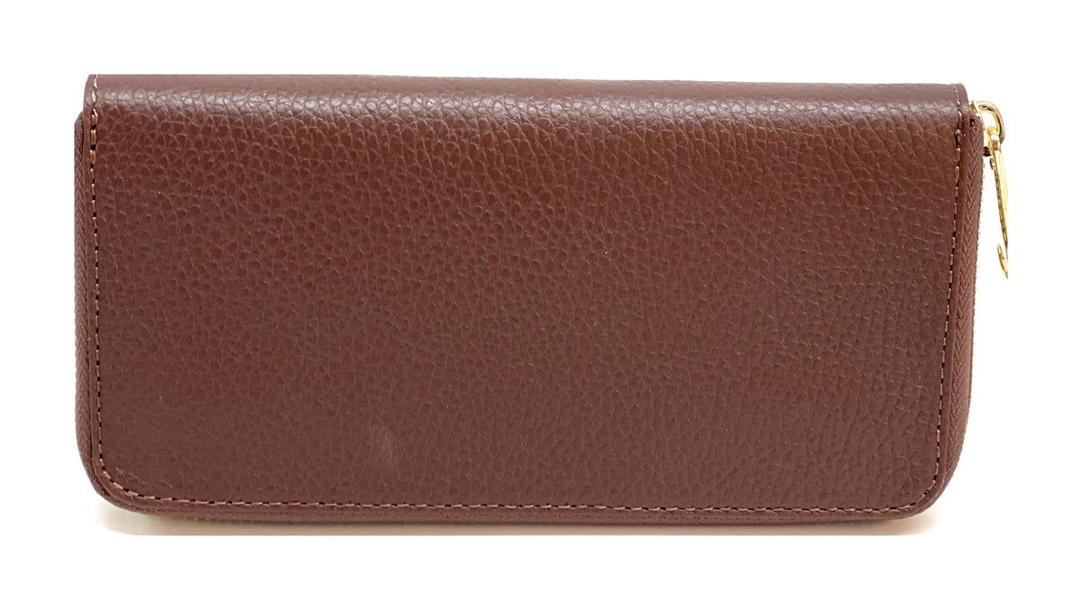 HE193 Chocolate Brown Zip Around Wallet