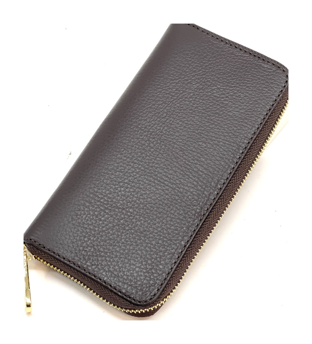 HE194 Dark Brown Zip Around Wallet