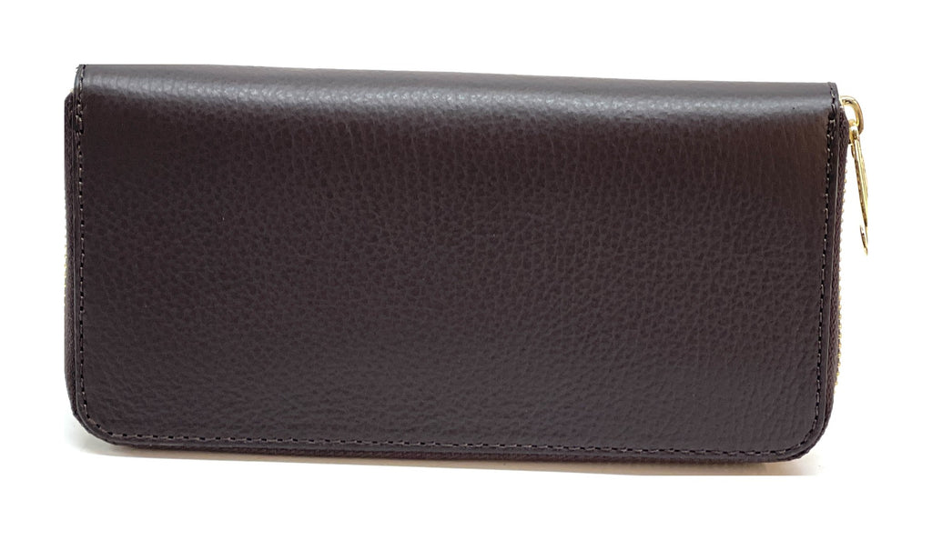 HE194 Dark Brown Zip Around Wallet