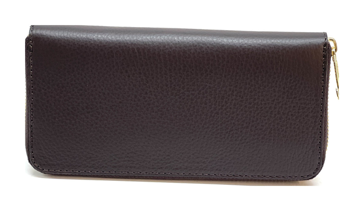 HE194 Dark Brown Zip Around Wallet
