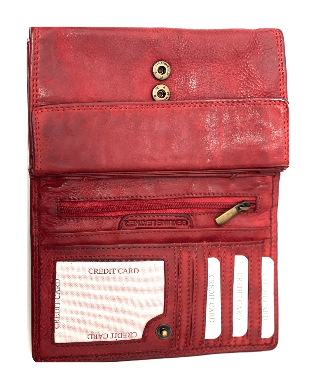 HE204 Red Washed Flap Wallet