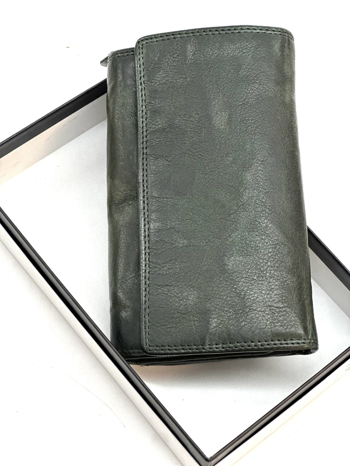 HE205 Forest Green Washed Flap Wallet