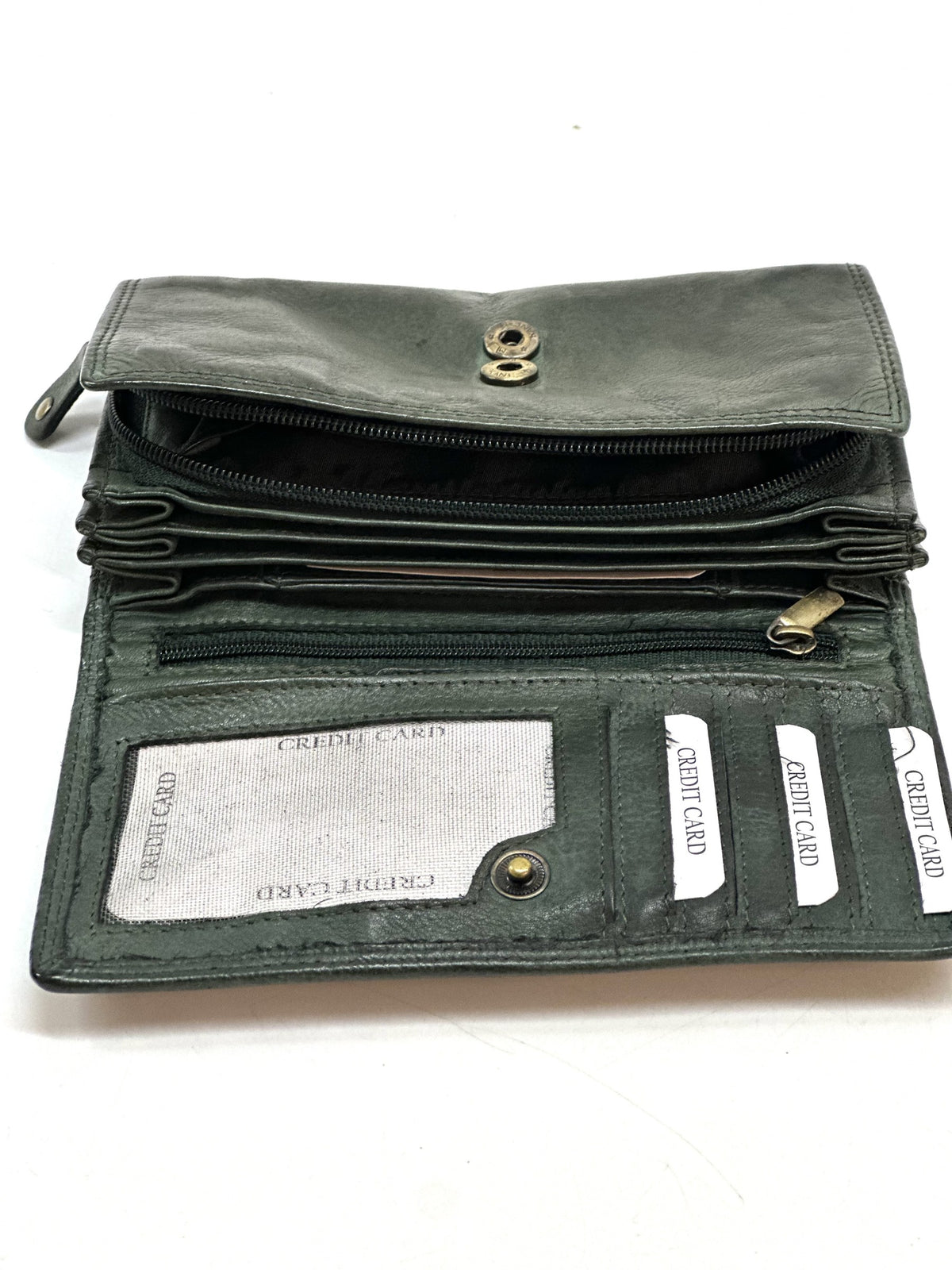 HE205 Forest Green Washed Flap Wallet