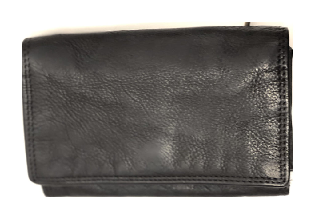 HE206 Black Washed Flap Wallet