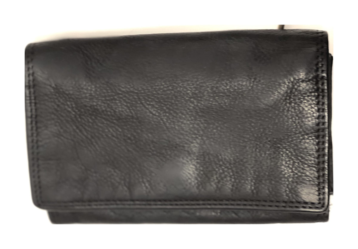 HE206 Black Washed Flap Wallet
