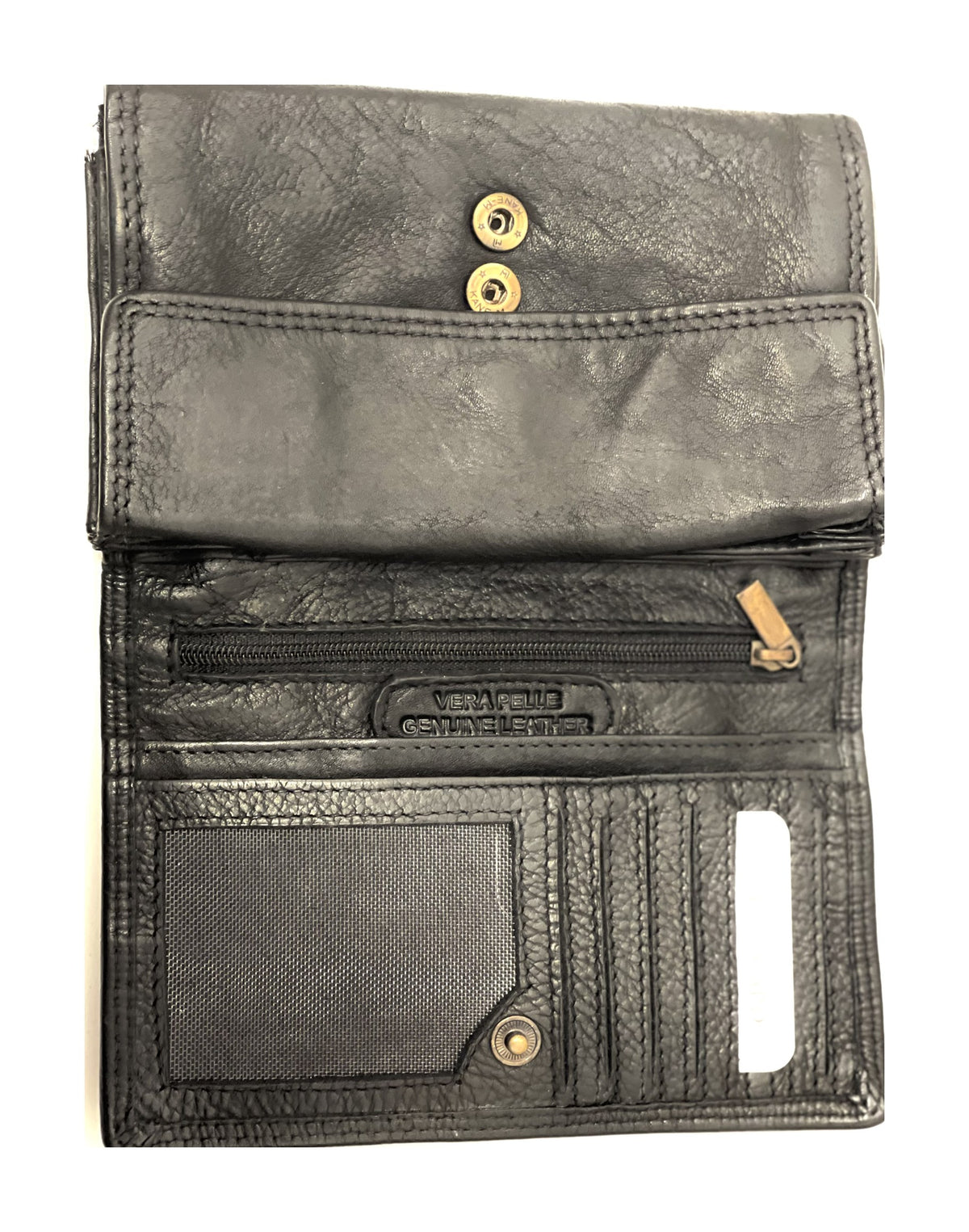 HE206 Black Washed Flap Wallet