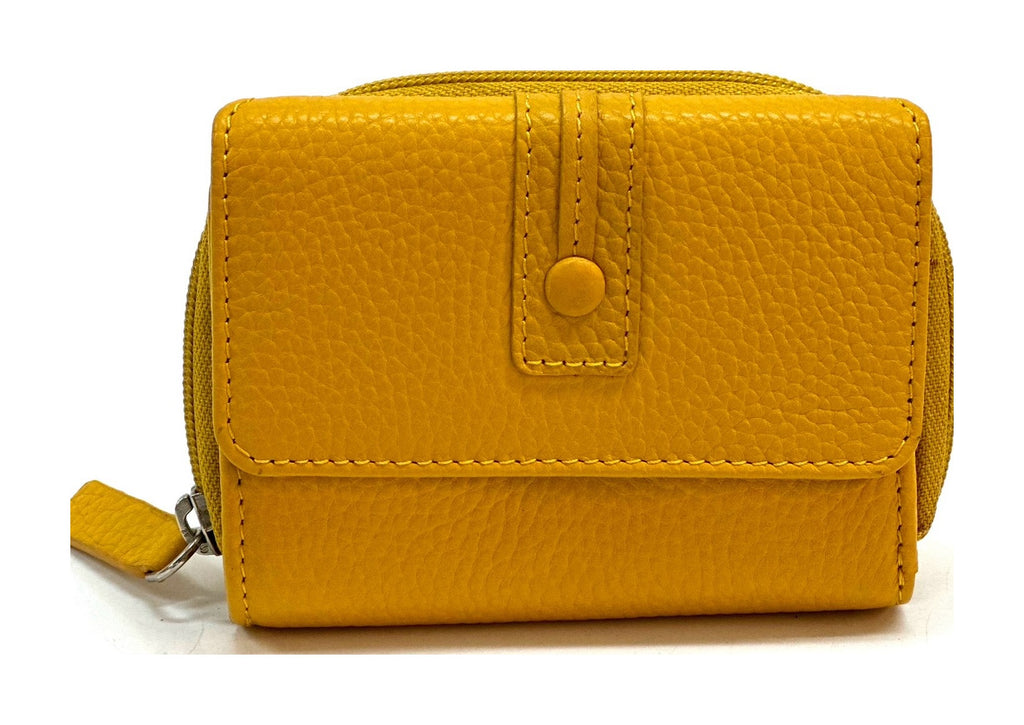HE207 Yellow Flap Front Zip Wallet