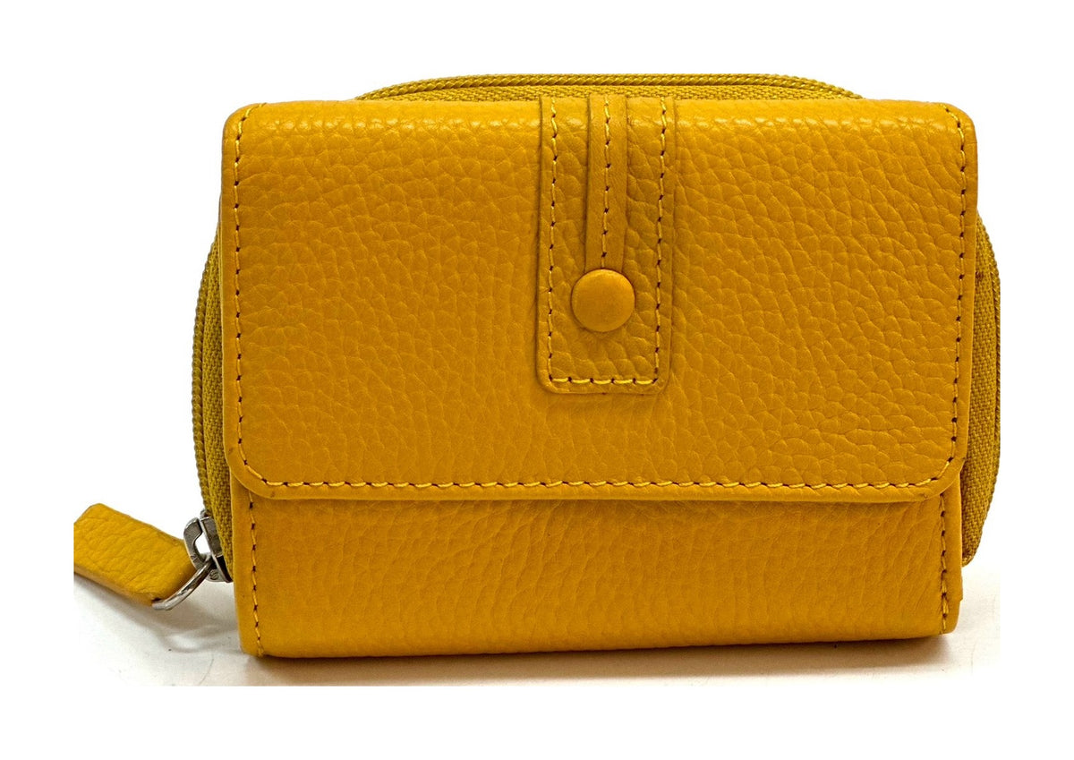HE207 Yellow Flap Front Zip Wallet