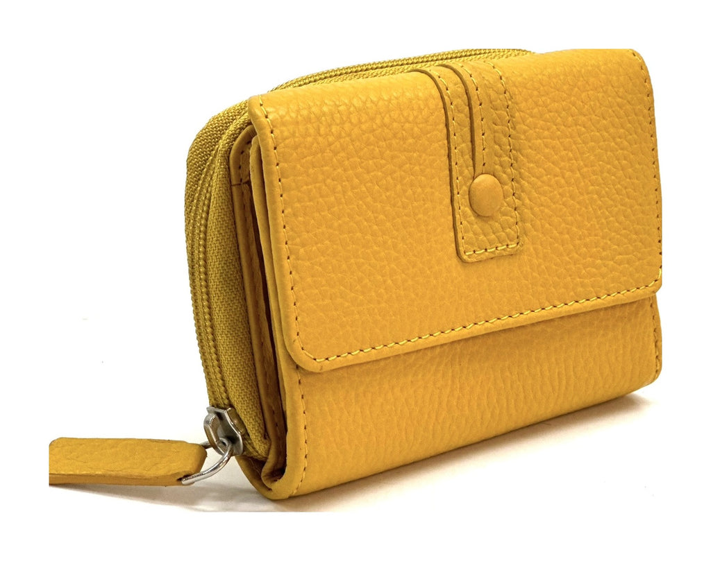 HE207 Yellow Flap Front Zip Wallet