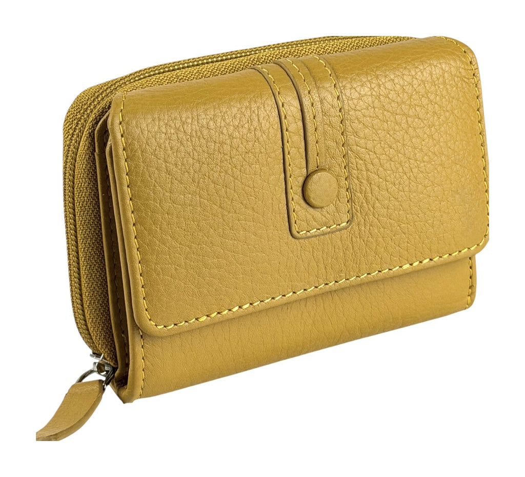 HE208 Mustard Flap Front Zip Wallet