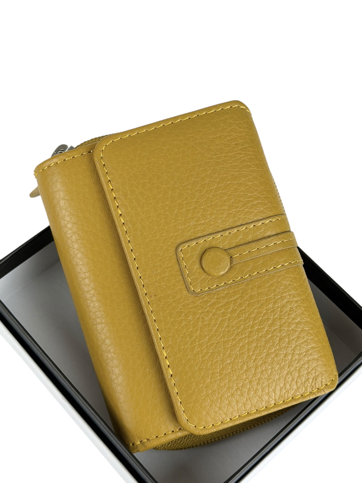 HE208 Mustard Flap Front Zip Wallet