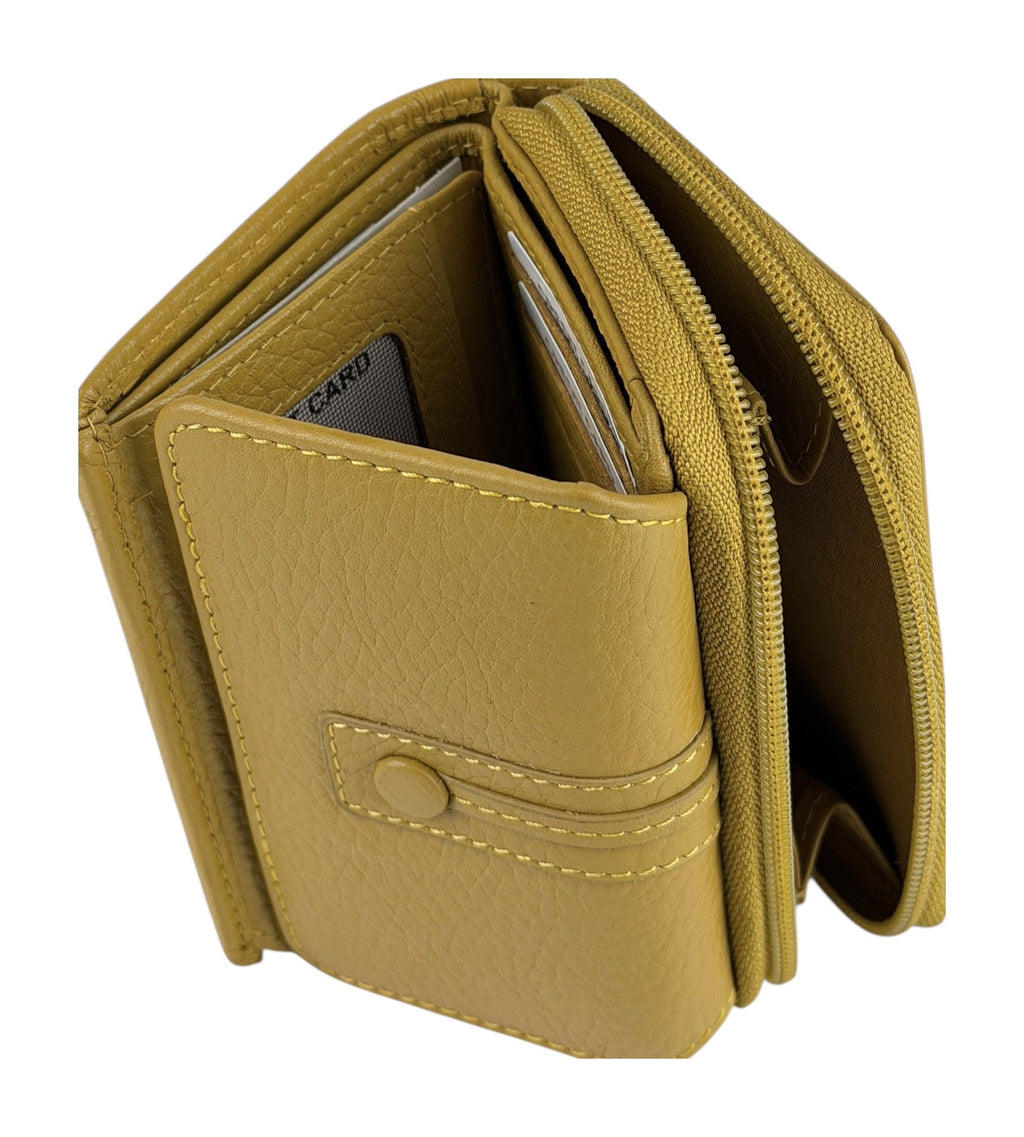 HE208 Mustard Flap Front Zip Wallet