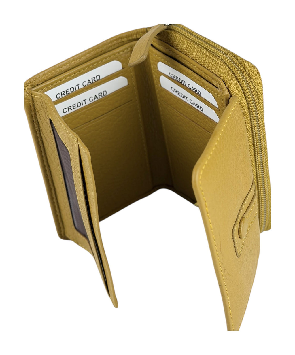 HE208 Mustard Flap Front Zip Wallet