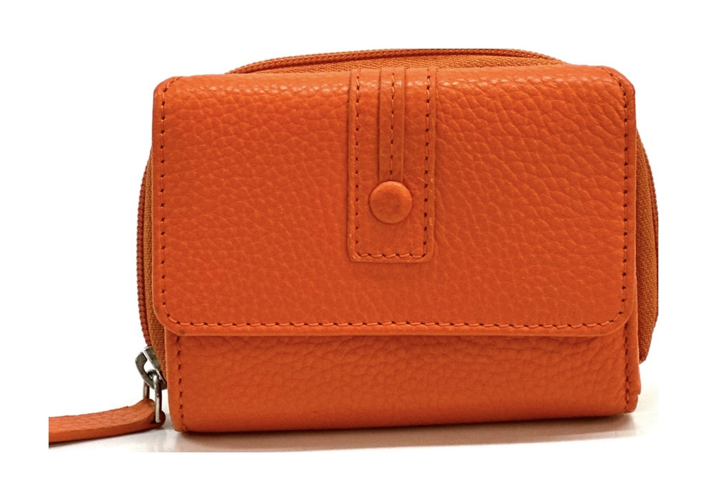 HE209 Orange Flap Front Zip Wallet
