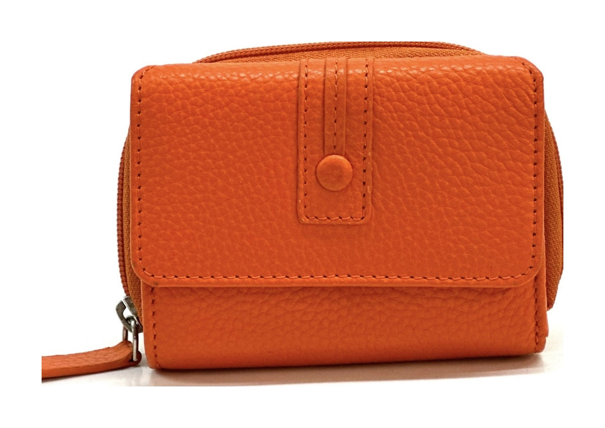 HE209 Orange Flap Front Zip Wallet