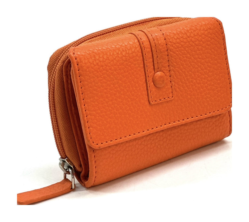 HE209 Orange Flap Front Zip Wallet