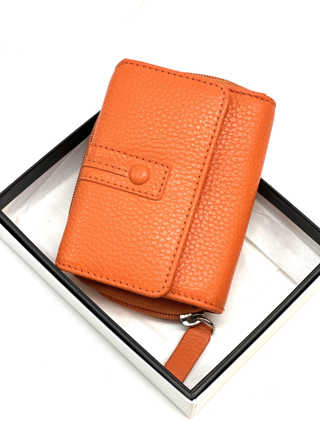 HE209 Orange Flap Front Zip Wallet