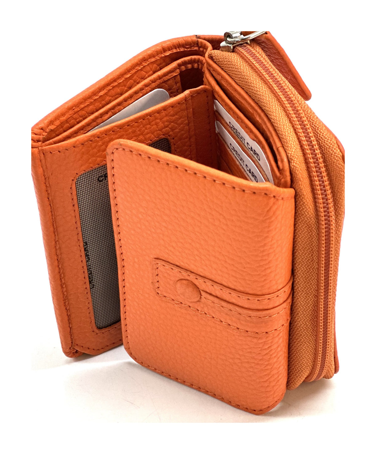 HE209 Orange Flap Front Zip Wallet
