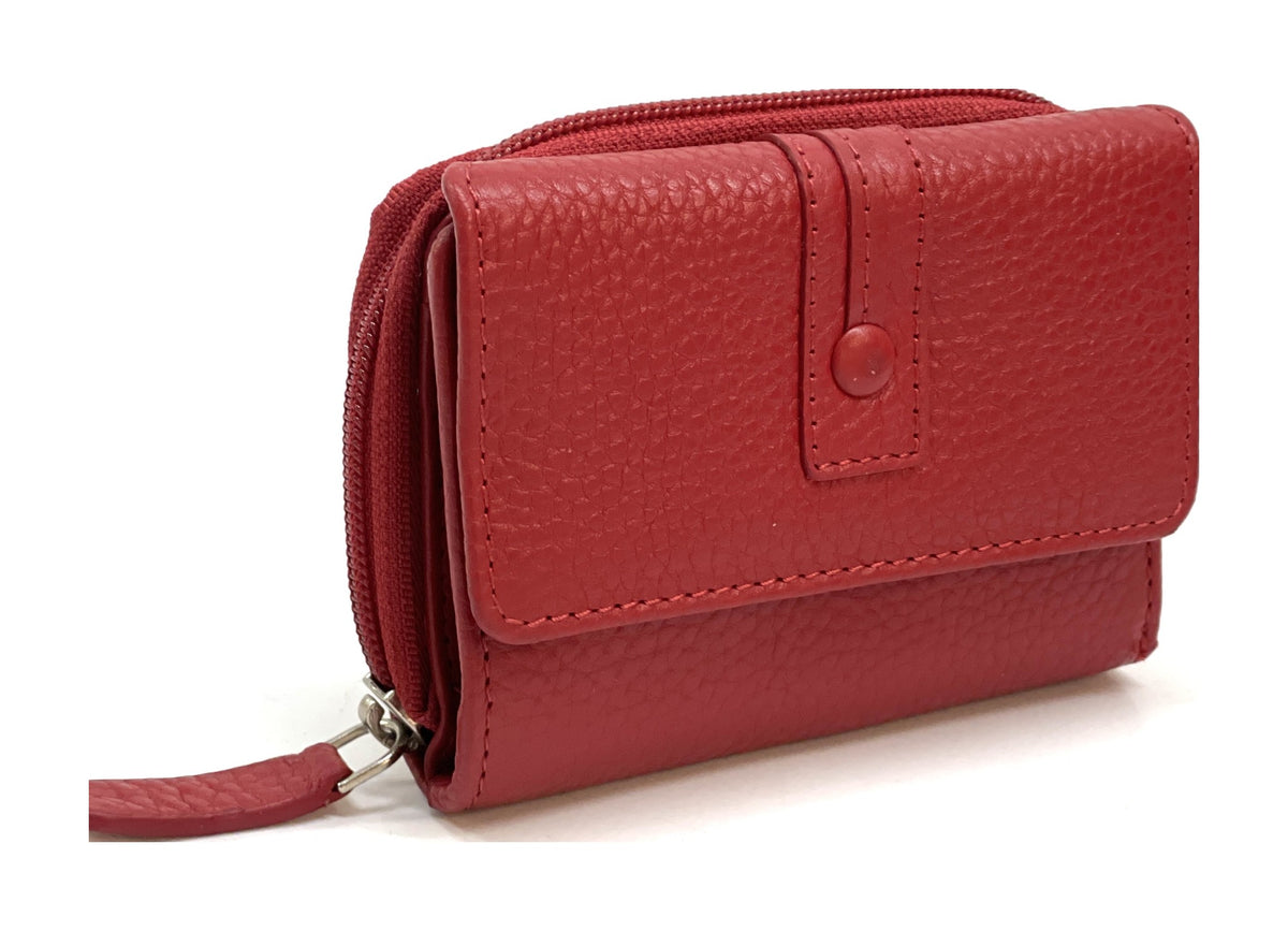 HE211 Red Flap Front Zip Wallet