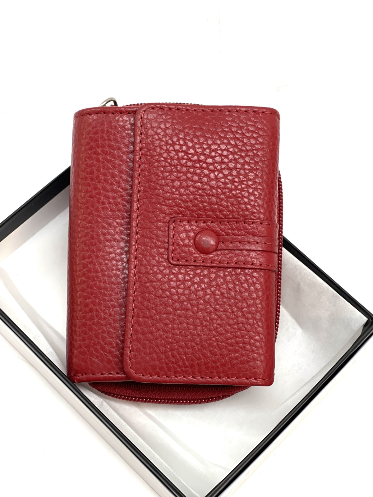 HE211 Red Flap Front Zip Wallet