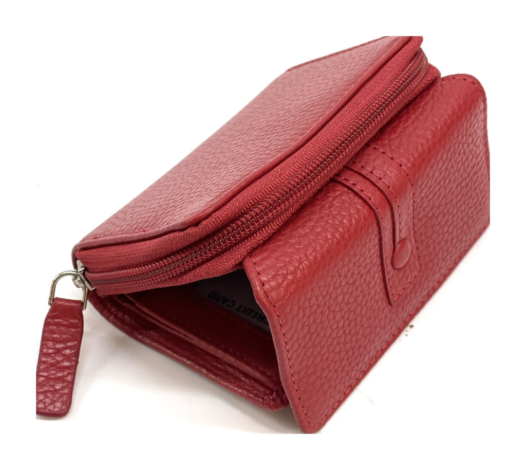 HE211 Red Flap Front Zip Wallet