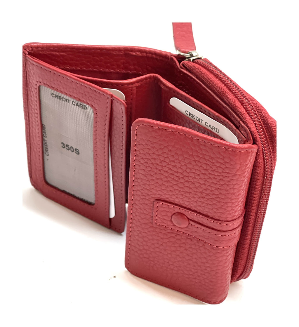 HE211 Red Flap Front Zip Wallet