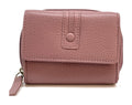 HE213 Dusty Rose Leather Flap Front Zip Wallet