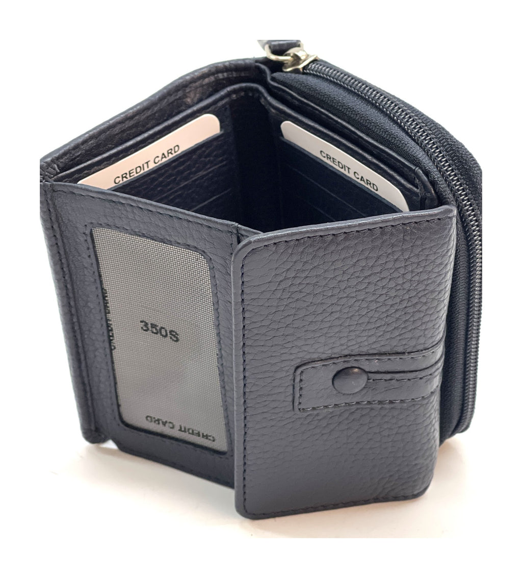 HE216 Navy Flap Front Zip Wallet