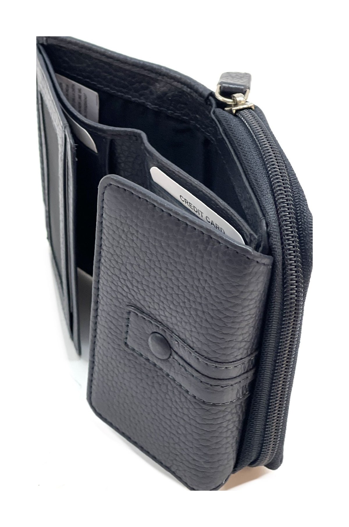 HE216 Navy Flap Front Zip Wallet