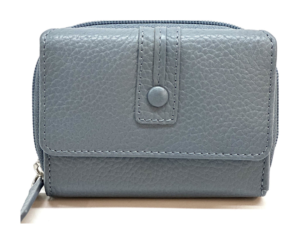 HE217 Slate Blue Flap Front Zip Wallet