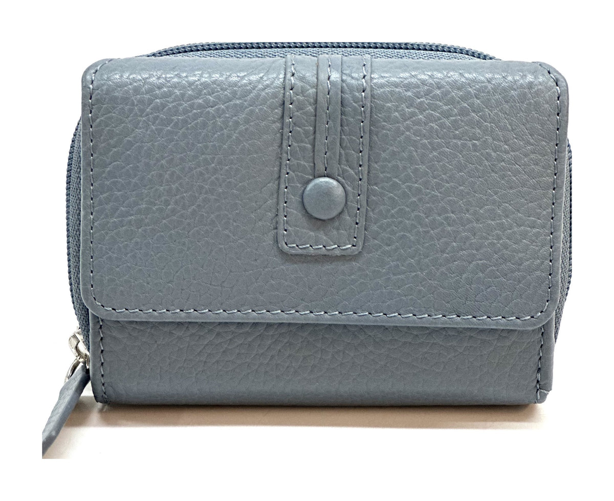HE217 Slate Blue Flap Front Zip Wallet