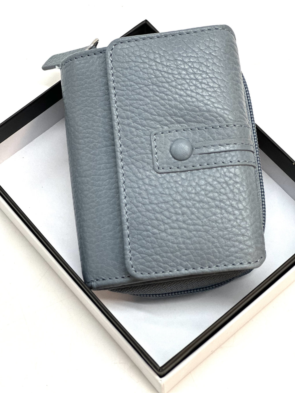 HE217 Slate Blue Flap Front Zip Wallet