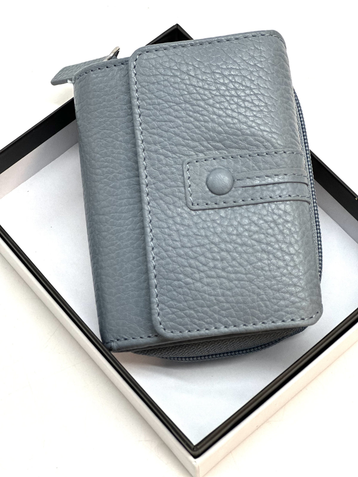HE217 Slate Blue Flap Front Zip Wallet