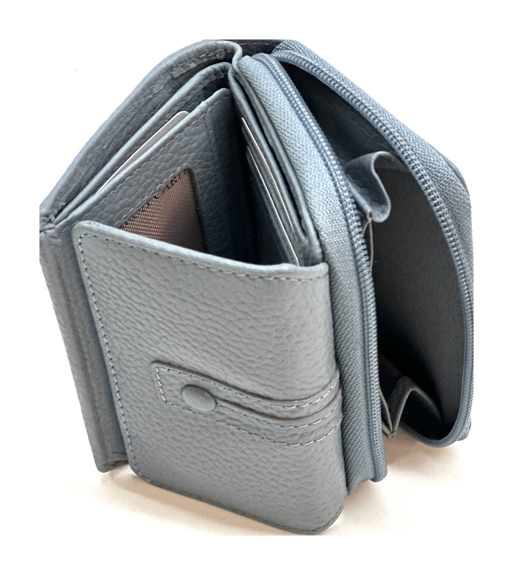 HE217 Slate Blue Flap Front Zip Wallet